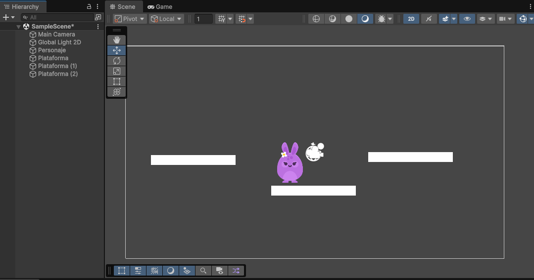 Conejo y tres plataformas