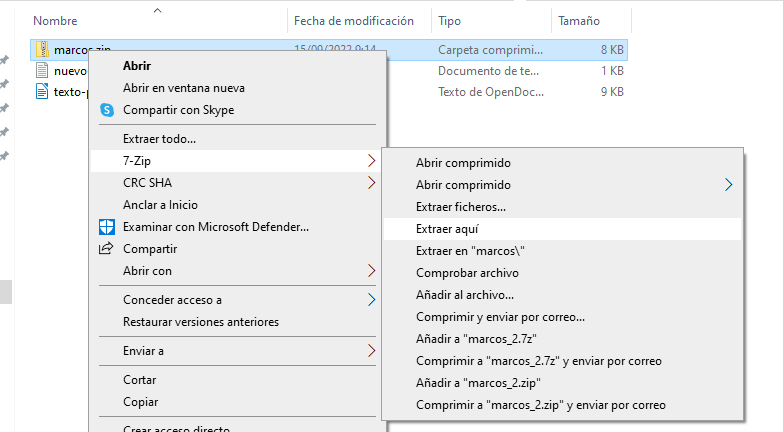 Descomprimir un fichero
