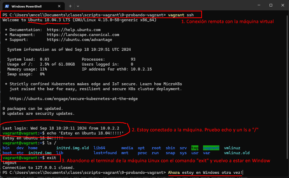 Conexión remota a la máquina virtual con vagrant ssh
